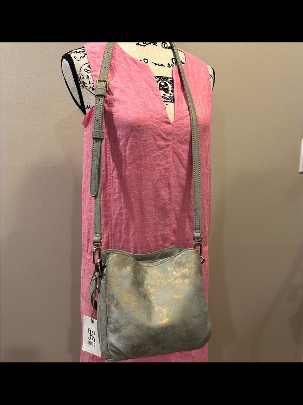 HOBO Metallic Silver-Gray Leather Crossbody Bag